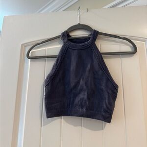 Aerie Dark Blue Ribbed Halter Tank Top
